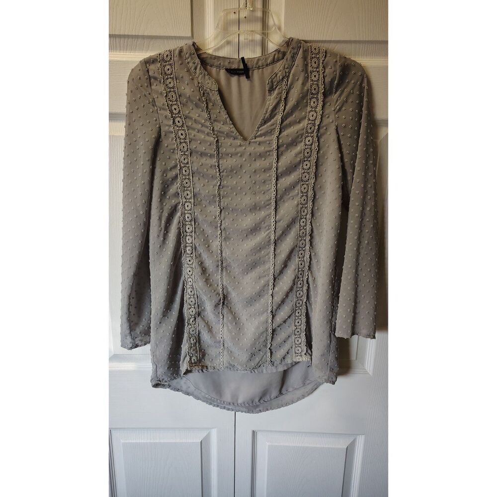 Blu Pepper swiss dot lace-panel blouse Small